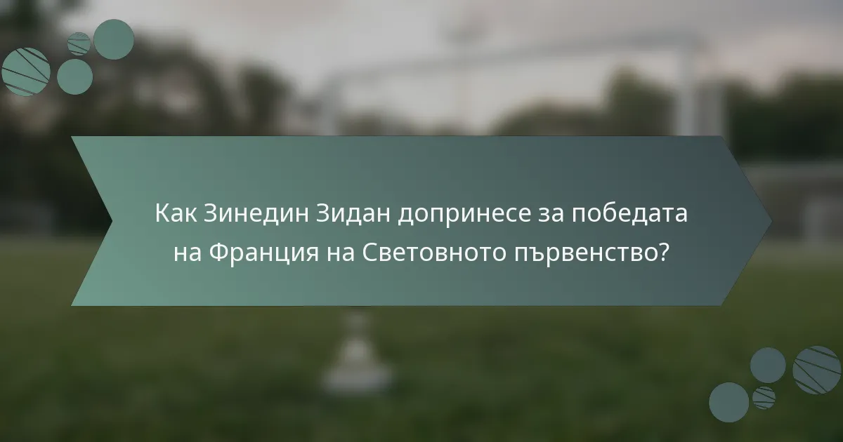 Как Зинедин Зидан допринесе за победата на Франция на Световното първенство?