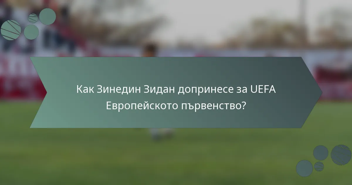 Как Зинедин Зидан допринесе за UEFA Европейското първенство?
