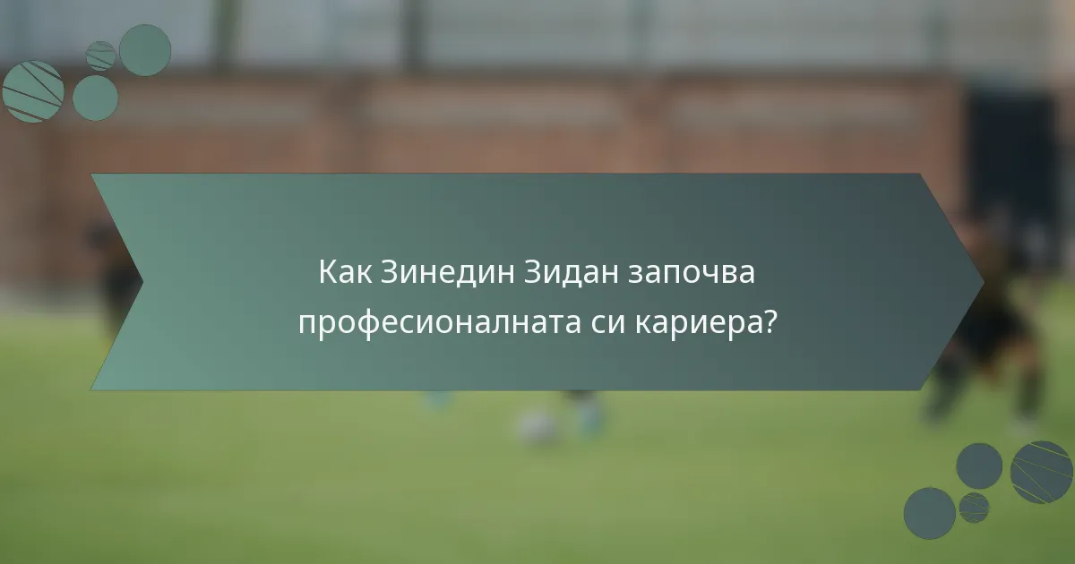 Как Зинедин Зидан започва професионалната си кариера?