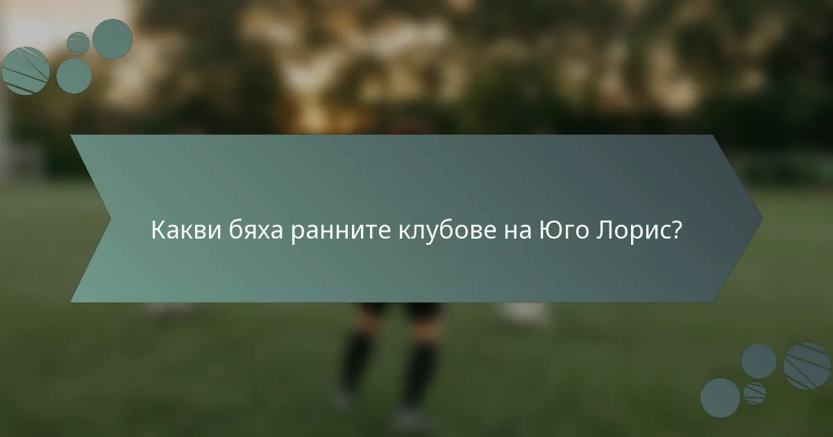 Какви бяха ранните клубове на Юго Лорис?